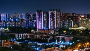 Preview wallpaper night city, buildings, city lights, beijing, china