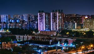 Preview wallpaper night city, buildings, city lights, beijing, china