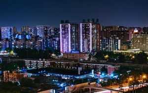 Preview wallpaper night city, buildings, city lights, beijing, china