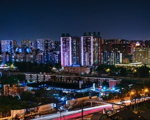 Preview wallpaper night city, buildings, city lights, beijing, china