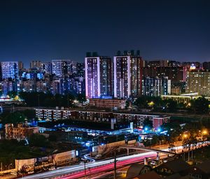 Preview wallpaper night city, buildings, city lights, beijing, china