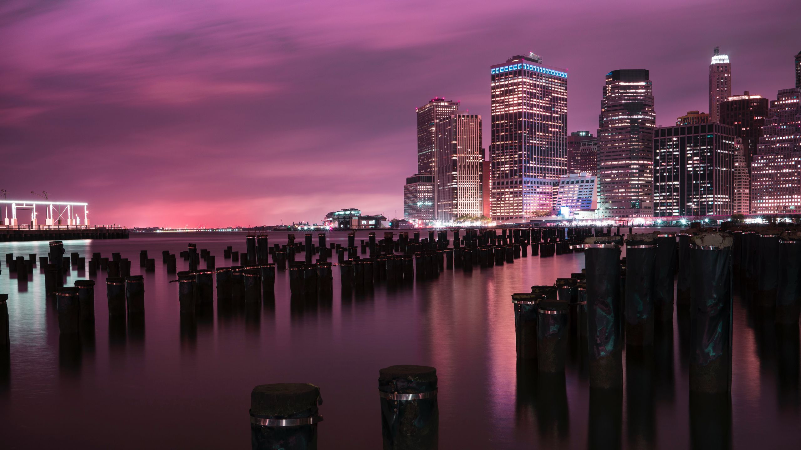 Download Wallpaper 2560x1440 Night City Buildings Coast City Lights Usa Widescreen 169 Hd 9499