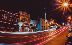 Preview wallpaper night city, buildings, light, road, traffic