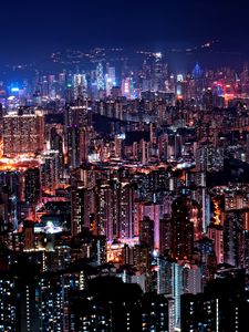 Preview wallpaper night city, buildings, lights, glow