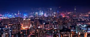 Preview wallpaper night city, buildings, lights, glow