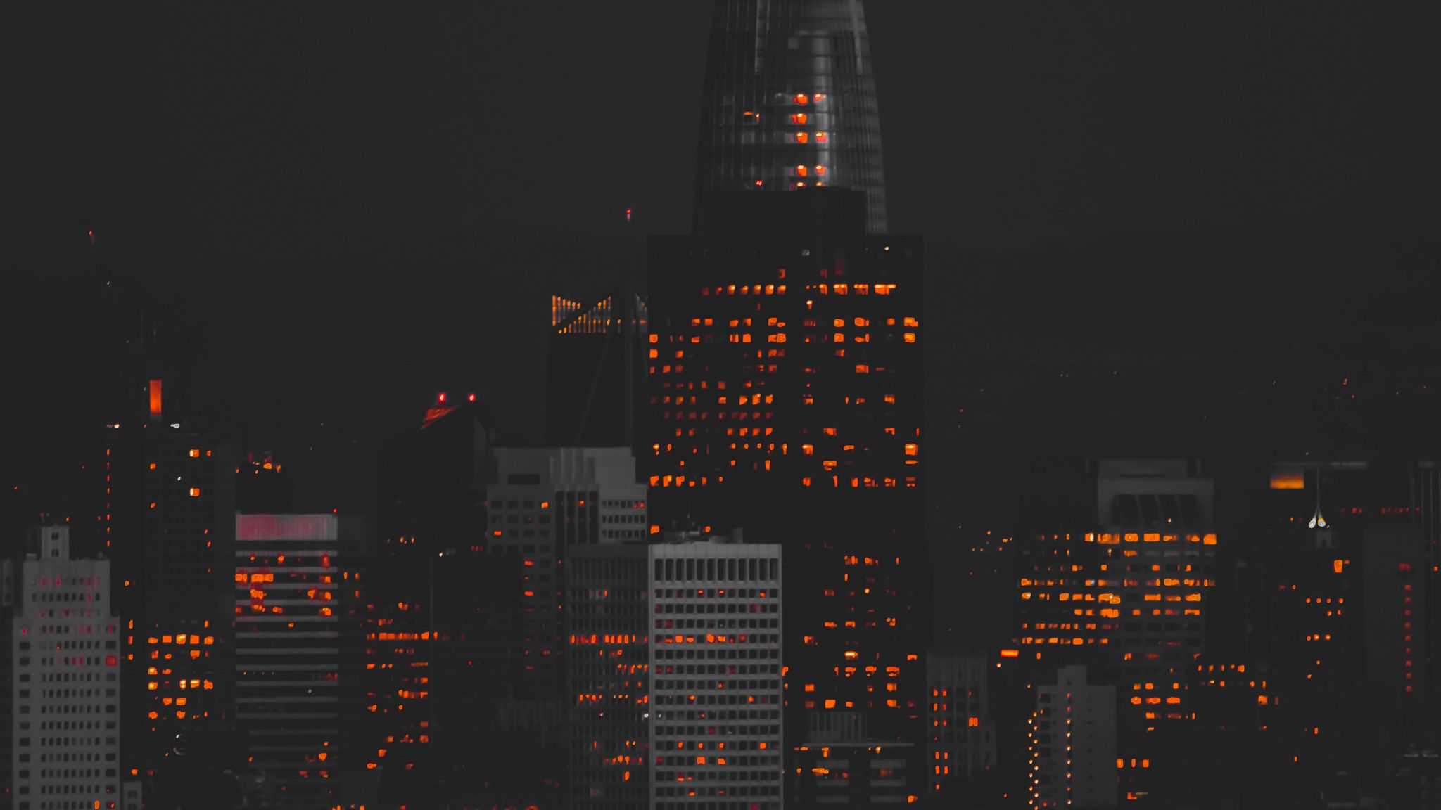 Download wallpaper 2048x1152 night city, buildings, lights, dark ...