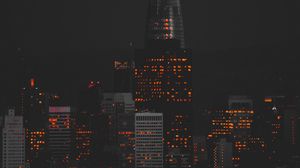 Preview wallpaper night city, buildings, lights, dark