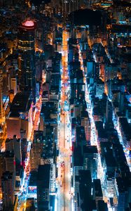 Preview wallpaper night city, buildings, lights, road, hong kong