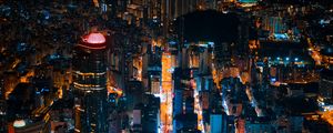 Preview wallpaper night city, buildings, lights, road, hong kong