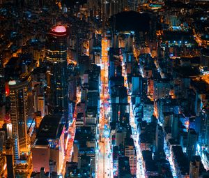 Preview wallpaper night city, buildings, lights, road, hong kong