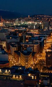 Preview wallpaper night city, buildings, lights, roads