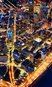 Preview wallpaper night city, buildings, lights, roads, usa