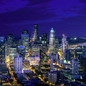 Preview wallpaper night city, buildings, lights, skyscrapers, night