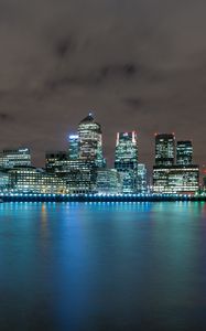 Preview wallpaper night city, buildings, lights, water, london