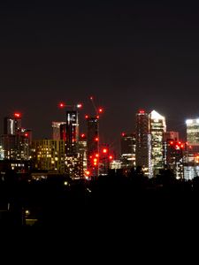 Preview wallpaper night city, buildings, lights, glow, night