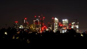 Preview wallpaper night city, buildings, lights, glow, night