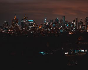 Preview wallpaper night city, buildings, lights, dark, darkness