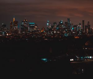 Preview wallpaper night city, buildings, lights, dark, darkness