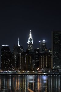 Preview wallpaper night city, buildings, lights, water, reflection, dark