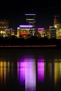 Preview wallpaper night city, buildings, lights, water, dark, reflection