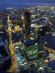 Preview wallpaper night city, buildings, road, lights, australia