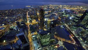 Preview wallpaper night city, buildings, road, lights, australia