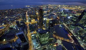 Preview wallpaper night city, buildings, road, lights, australia