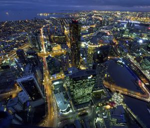 Preview wallpaper night city, buildings, road, lights, australia