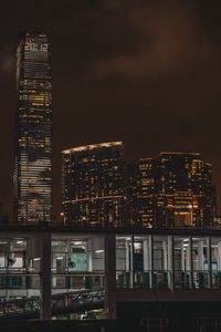 Preview wallpaper night city, buildings, skyscraper, hong kong