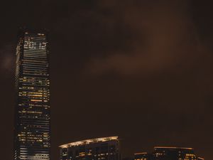 Preview wallpaper night city, buildings, skyscraper, hong kong