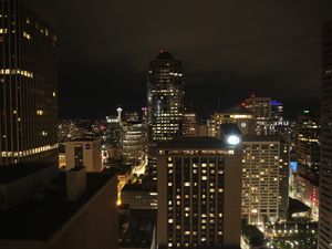 Preview wallpaper night city, buildings, skyscraper, lights