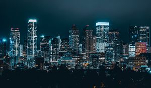 Preview wallpaper night city, buildings, skyscraper, lights, night