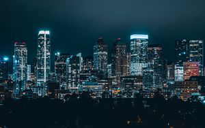 Preview wallpaper night city, buildings, skyscraper, lights, night