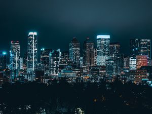 Preview wallpaper night city, buildings, skyscraper, lights, night
