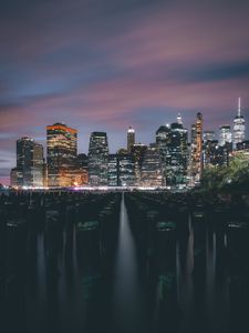 Preview wallpaper night city, buildings, skyscrapers, architecture, lights