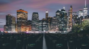 Preview wallpaper night city, buildings, skyscrapers, architecture, lights