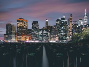 Preview wallpaper night city, buildings, skyscrapers, architecture, lights