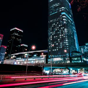 Preview wallpaper night city, buildings, tower, skyscraper, architecture