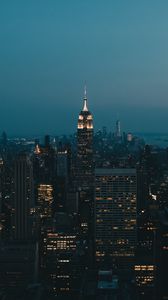 Preview wallpaper night city, buildings, tower, glow