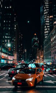 Preview wallpaper night city, cars, traffic