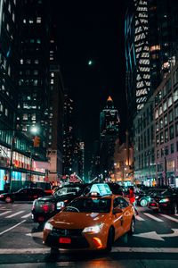 Preview wallpaper night city, cars, traffic