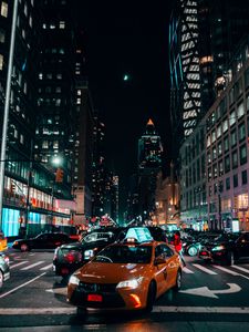 Preview wallpaper night city, cars, traffic