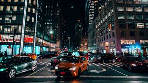 Preview wallpaper night city, cars, traffic