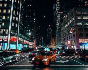 Preview wallpaper night city, cars, traffic