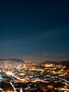 Preview wallpaper night city, city, aerial view, light, lights