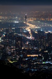 Preview wallpaper night city, city, aerial view, buildings, lights