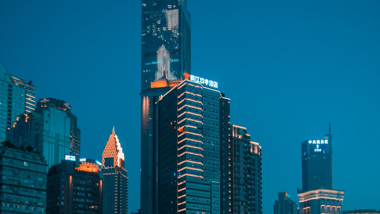 Wallpaper night city, city, buildings, skyscraper