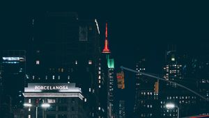 Preview wallpaper night city, city, buildings, road, long exposure, lights