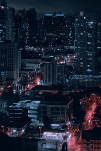 Preview wallpaper night city, city, buildings, aerial view