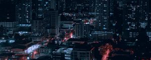 Preview wallpaper night city, city, buildings, aerial view
